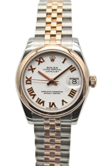 rolex datejust 31mm 2-tone gold white roman markers